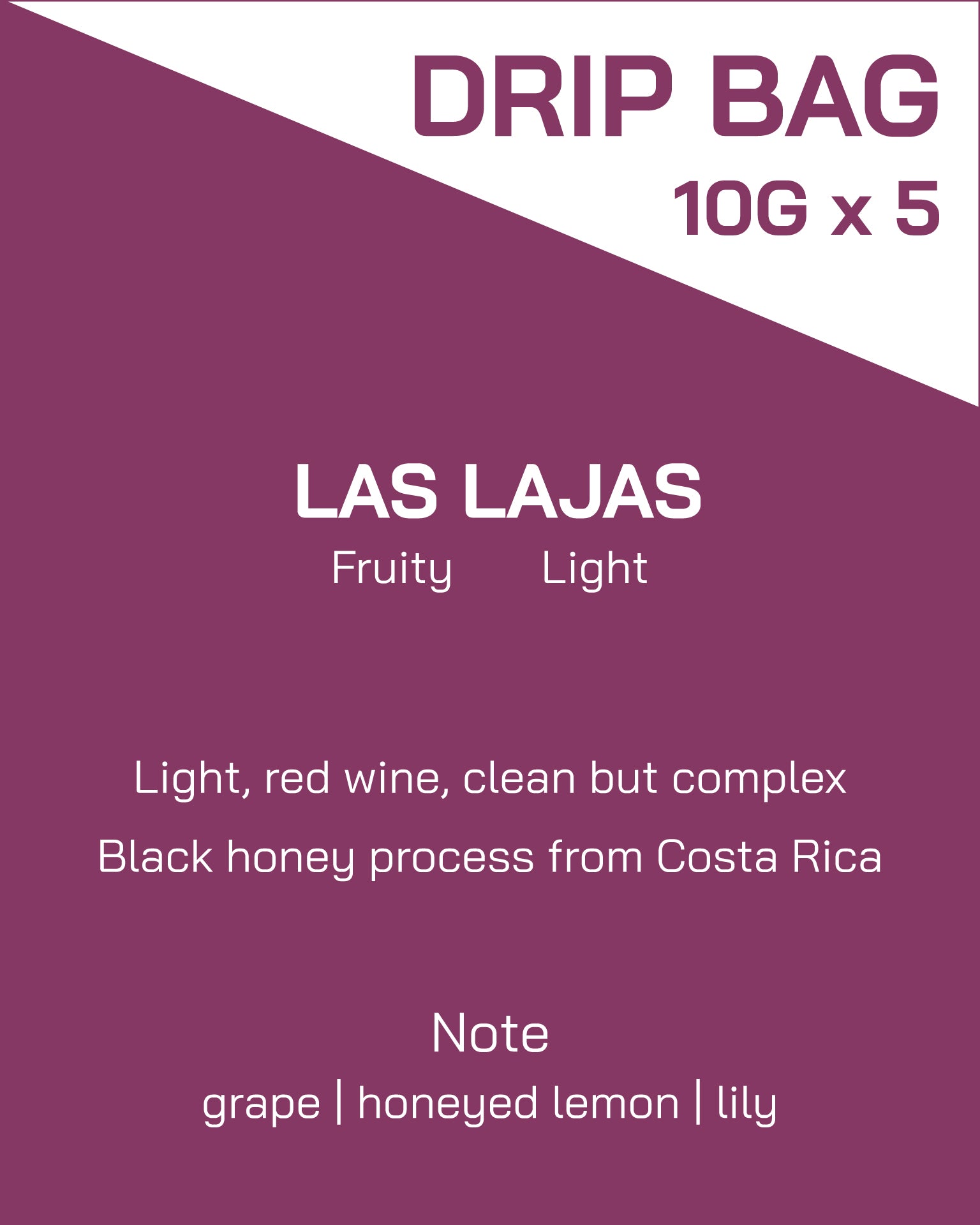 Drip Bag | Costa Rica | Las Lajas | Black Honey Process | Light