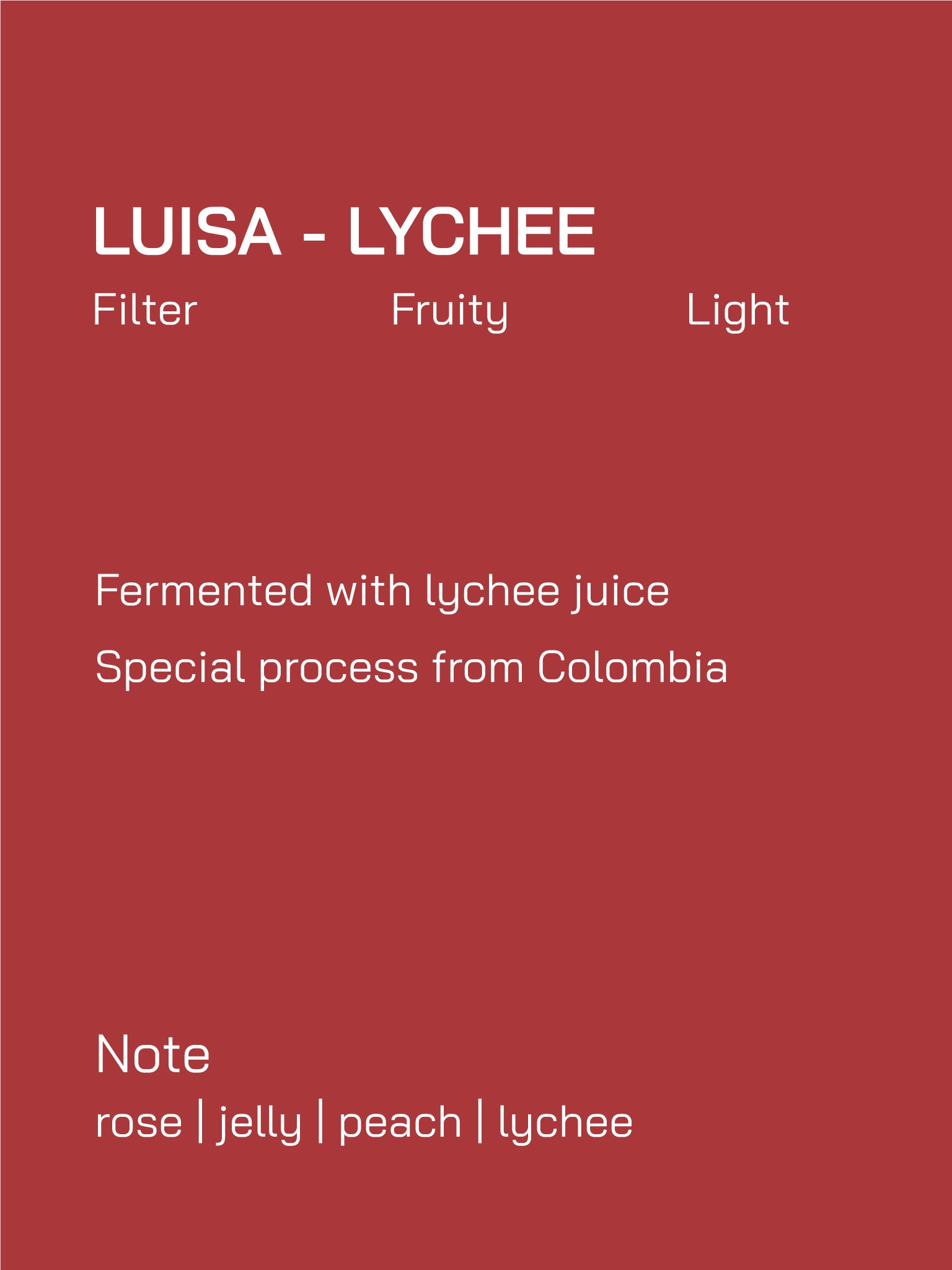 Filter | Colombia | La Luisa | Lychee Honey Process | Light