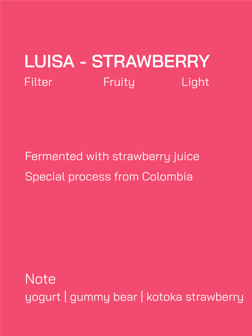 Filter | Colombia | La Luisa | Strawberry Honey Process | Light