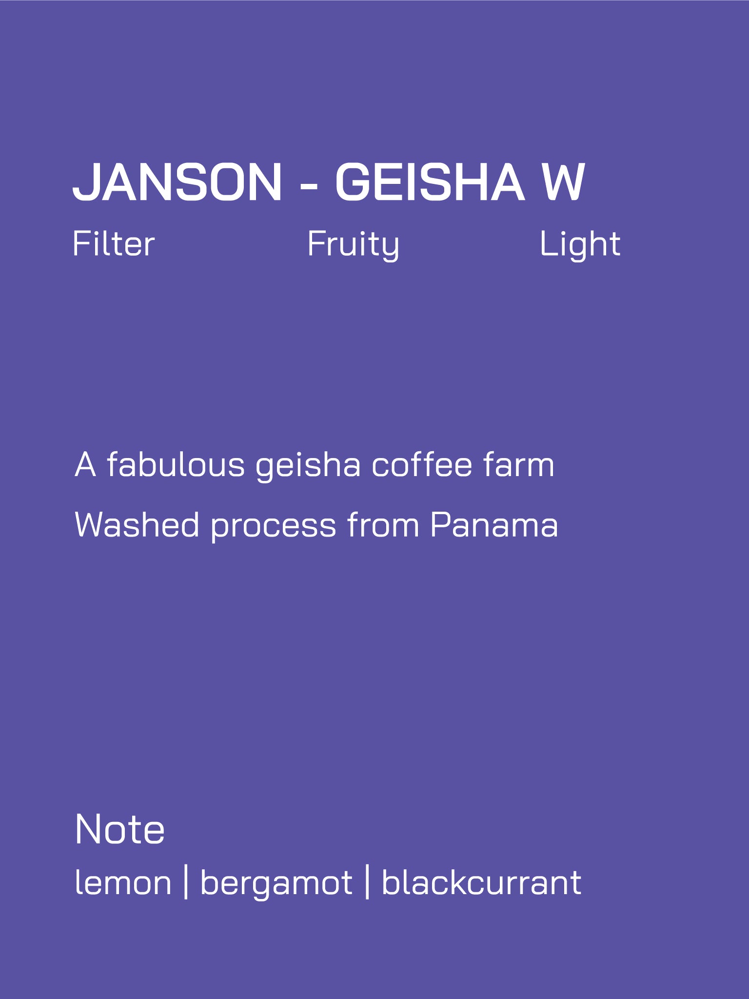 Filter | Panama | Janson | Washed Process | Light