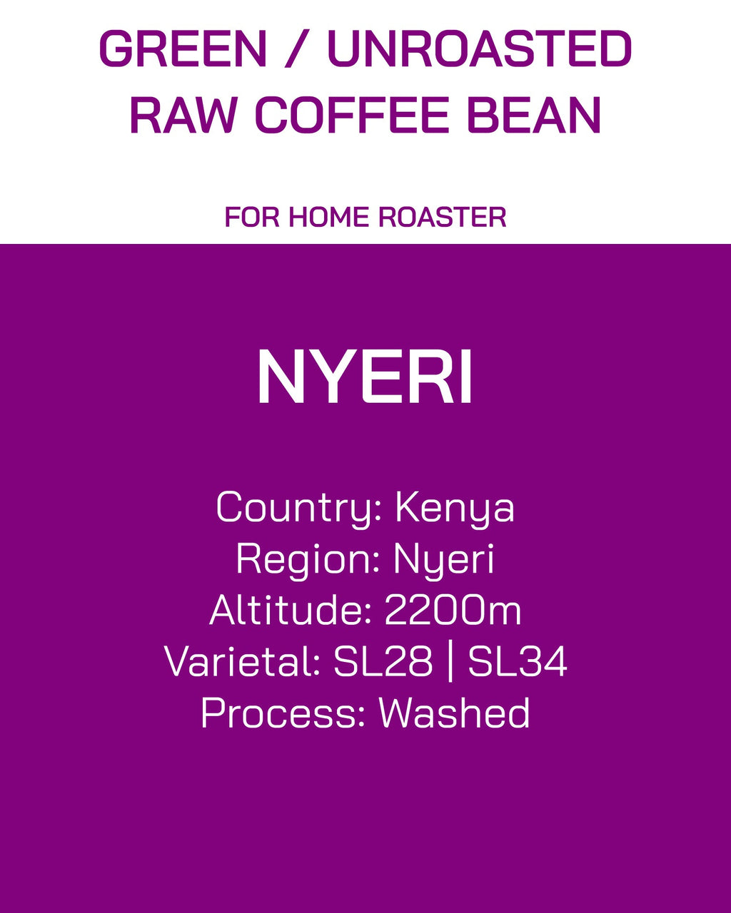 Unroasted | Green Bean | Kenya | Nyeri | Washed